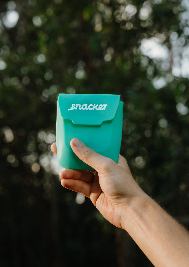 Snacket food pouch aqua held up