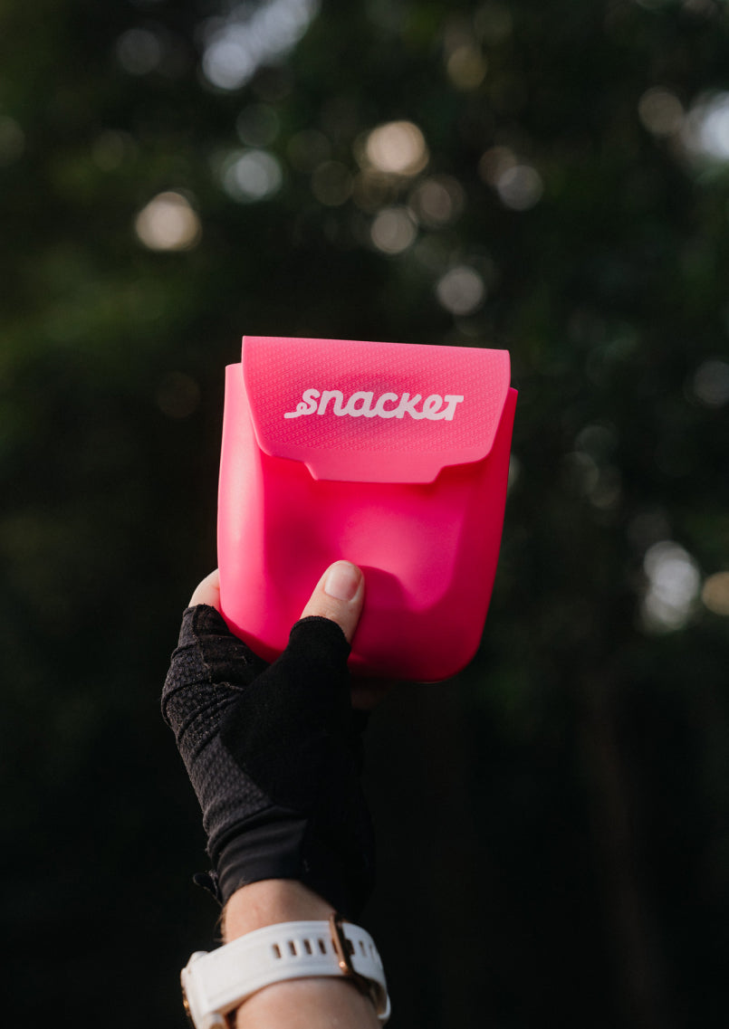 Snacket food pouch pink held up